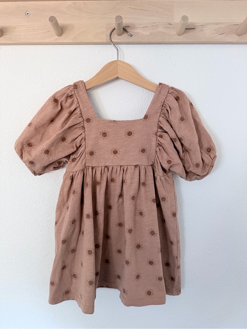 Rylee & Cru 100% Cotton Puff-Sleeve Square-Neck Dress in Dusty Rose